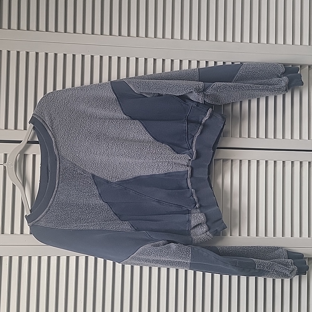 Free People Patchwork Sweatshirt Blue sz Large